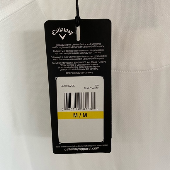 Callaway Bright White Golf Polo with Logo and Tags - Picture 3 of 5